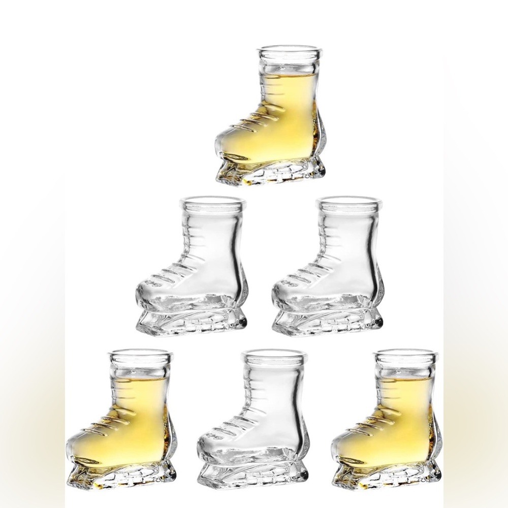 Set of 6 Ice Skate Shaped Shot Glasses